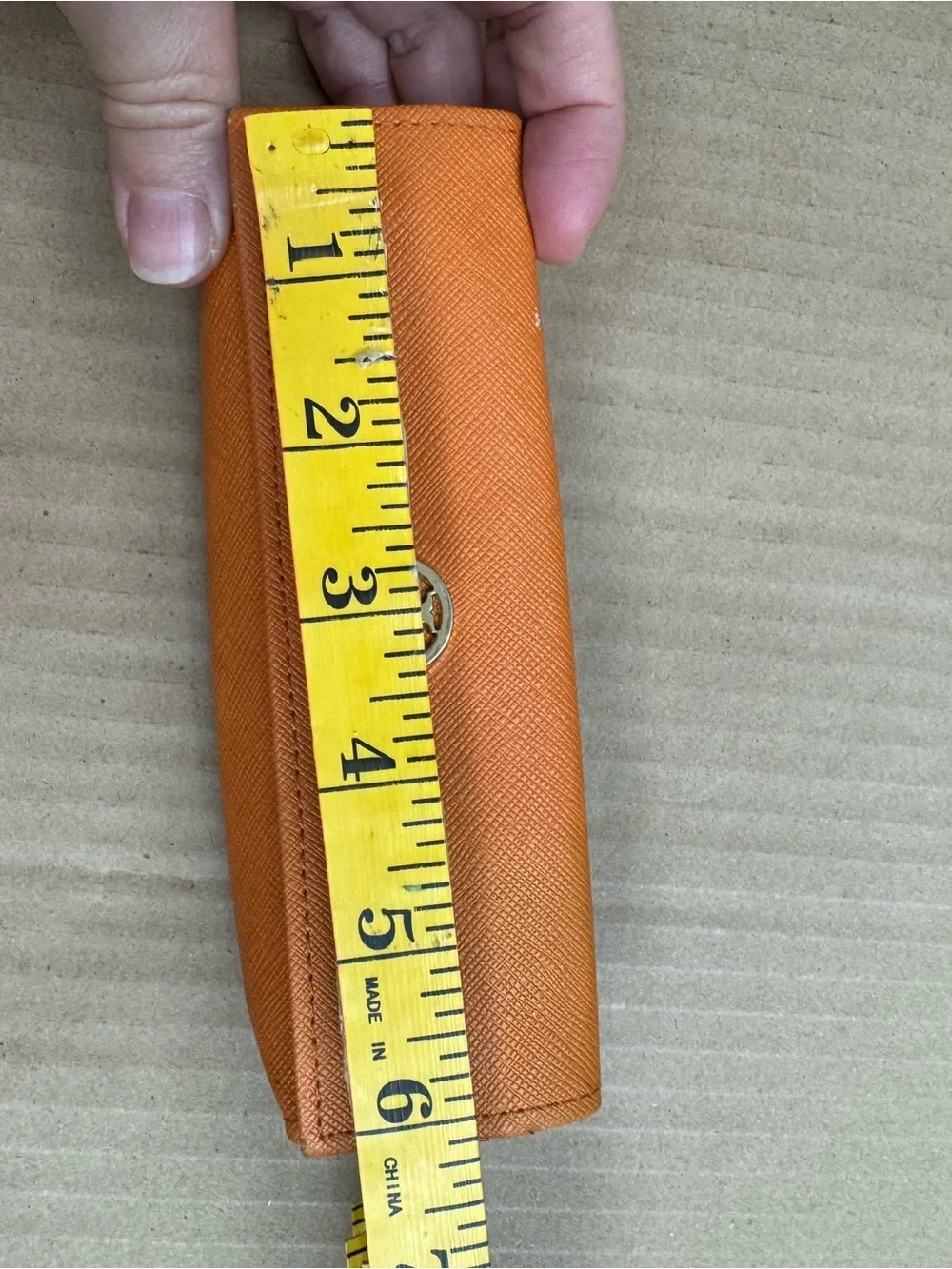 Tory Burch Orange Saffiano Leather Sunglass Case with Gold Logo